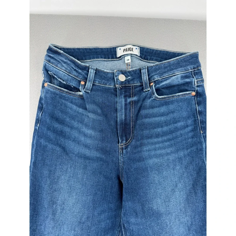 Paige Cindy High Rise Straight Leg Jeans Womens 28 (29x28) Blue Stretch Denim